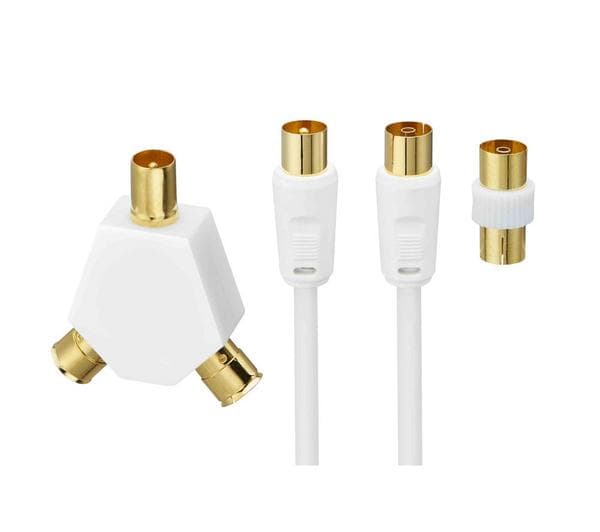 LOGIK L10AERK15 Aerial Cable with Splitter & Adapter - 10 m - Image 1