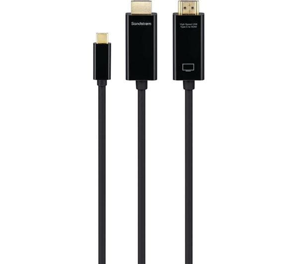 SANDSTROM Black Series USB Type-C to HDMI Cable - 1 m - Image 1