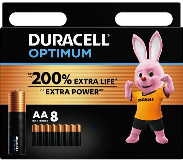 DURACELL Optimum AA Alkaline Batteries - Pack of 8 - Image 1