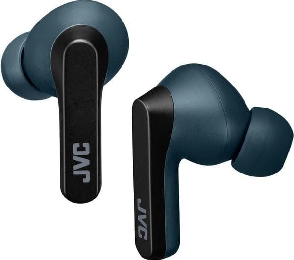 JVC HA-A9T Wireless Bluetooth Earbuds - Black & Marine Blue - Image 1
