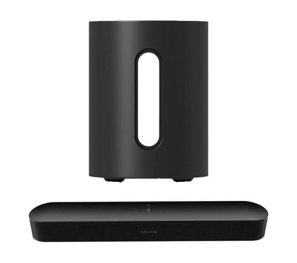 SONOS Beam (Gen 2) Compact Sound Bar & SUB Mini Wireless Subwoofer Bundle - Black - Image 1