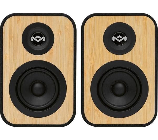 HOUSE OF MARLEY Uplift Bluetooth Bookshelf Speakers - Black & Cream - Image 1