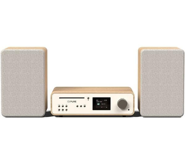 PURE Classic Stereo Traditional Hi-Fi System - Cotton White & Oak - Image 1