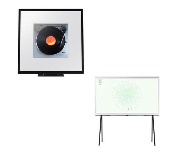 SAMSUNG The Serif QE55LS01DAUXXU 55\" Smart 4K Ultra HD HDR QLED TV (White) & Music Frame HW-LS60D Speaker (Black) Bundle - Image 1