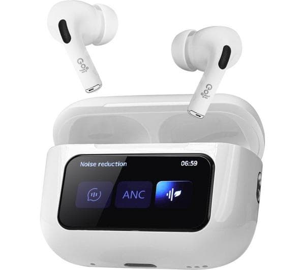 GOJI GTSTWSW25 Wireless Bluetooth Noise-Cancelling Earbuds - White - Image 1