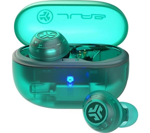 JLAB Go POP ANC Wireless Bluetooth Noise-Cancelling Earbuds - Transparent Teal - Image 1