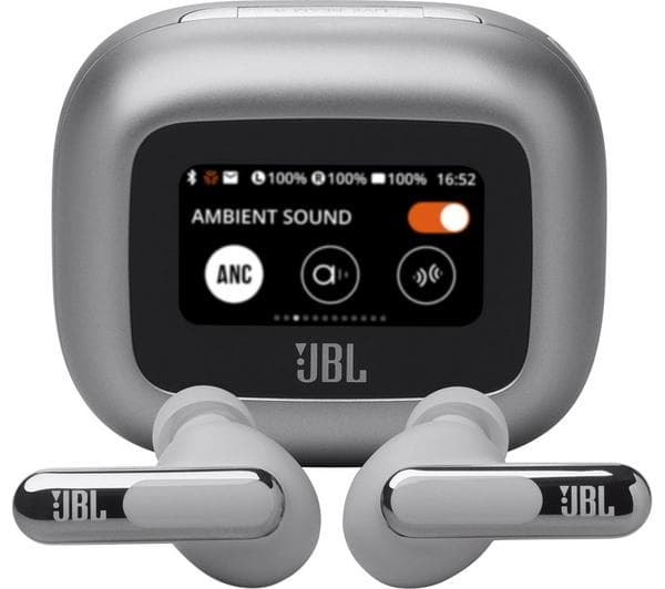 JBL Live Beam 3 Wireless Bluetooth Noise-Cancelling Earbuds - Silver - Image 1