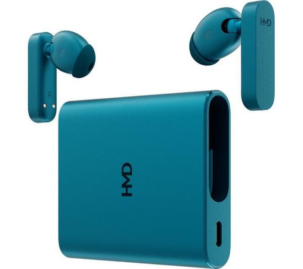 HMD Amped Wireless Bluetooth Noise-Cancelling Earbuds - Cyan - Image 1