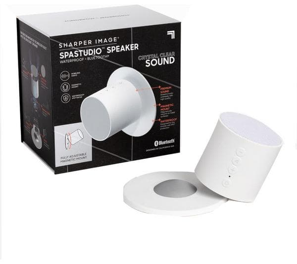 SHARPER IMAGE Shower Bluetooth Speaker with Magnetic Mount - White - Image 1