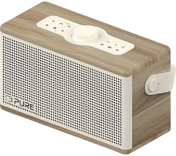 PURE Classic Aura Portable Bluetooth Speaker - Cotton White & Oak - Image 1