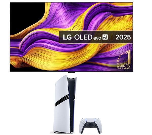 LG G5 65\" OLED evo AI 4K HDR Smart TV 2025 (Wall Mount Version, OLED65G54LW) & PlayStation 5 Pro Bundle - Image 1