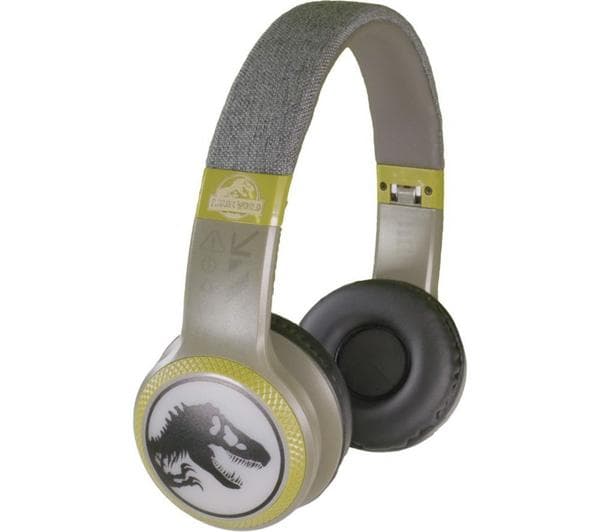 LAZERBUILT Jurassic World Light-Up Wireless Bluetooth Headphones - Black - Image 1