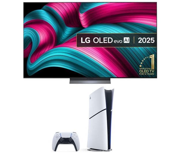 LG C5 77\" OLED evo AI 4K HDR Smart TV 2025 (OLED77C54LA) & PlayStation 5 Digital Edition Bundle - Image 1
