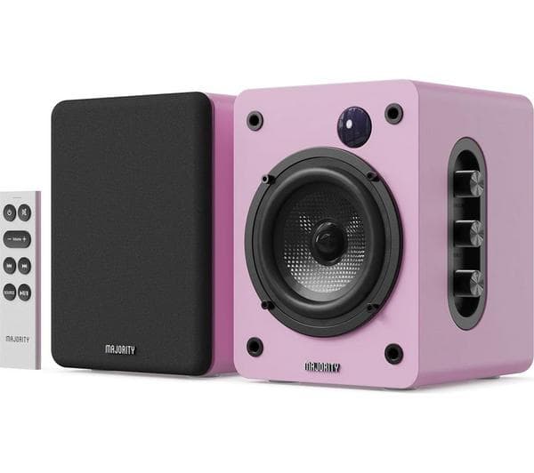 MAJORITY D50X Bluetooth Bookshelf Speakers - Pink - Image 1