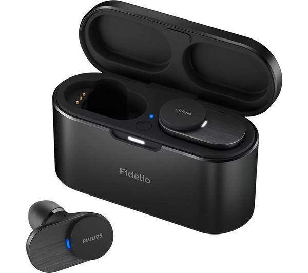 PHILIPS Fidelio T1BK/00 Wireless Bluetooth Noise-Cancelling Earbuds - Black