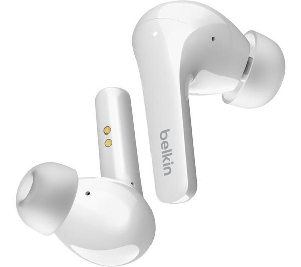 BELKIN SoundForm Flow AUC006BTWH Wireless Bluetooth Noise-Cancelling Earbuds - White