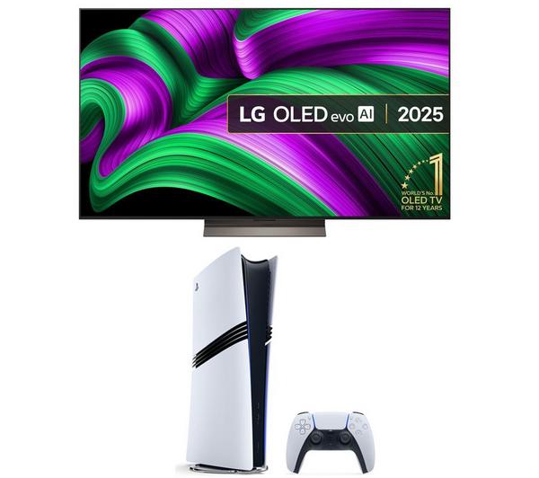LG C5 65\" OLED evo AI 4K HDR Smart TV 2025 (OLED65C56LB) & PlayStation 5 Pro Bundle