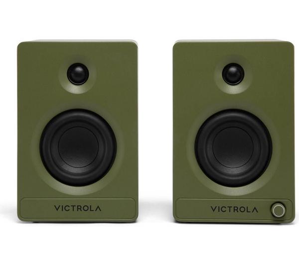 VICTROLA Tempo VPS-400 Bluetooth Bookshelf Speakers - Matte Green