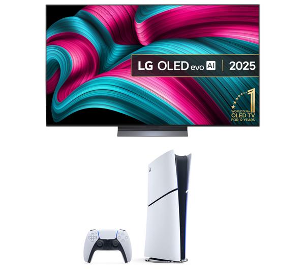 LG C5 65\" OLED evo AI 4K HDR Smart TV 2025 (OLED65C54LA) & PlayStation 5 Digital Edition Bundle