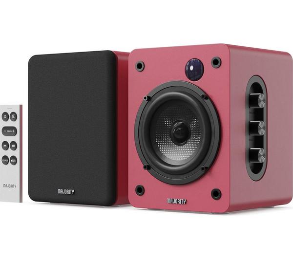 MAJORITY D50X Bluetooth Bookshelf Speakers - Maroon